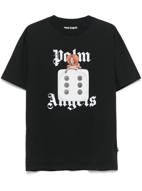 Black crew neck printed t-shirt PALM ANGELS | PMAA001S25JER00B1003